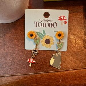 Sunflower and Totoro Earrings